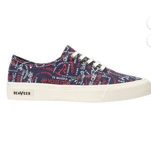 SeaVees Monterey X Trina Turk Graphic lace up Sneakers - Red , White, and Blue 9